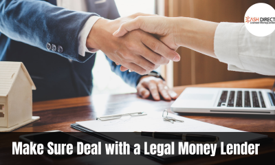 A satisfied client shakes hands with a legal moneylender's officer after signing the loan contract.